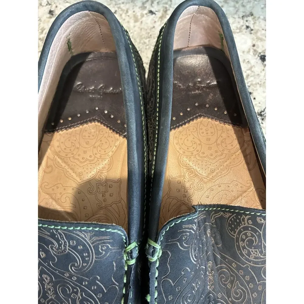 Robert Graham Men's Soprano Black Paisley-Print Suede Drivers shoes size 9